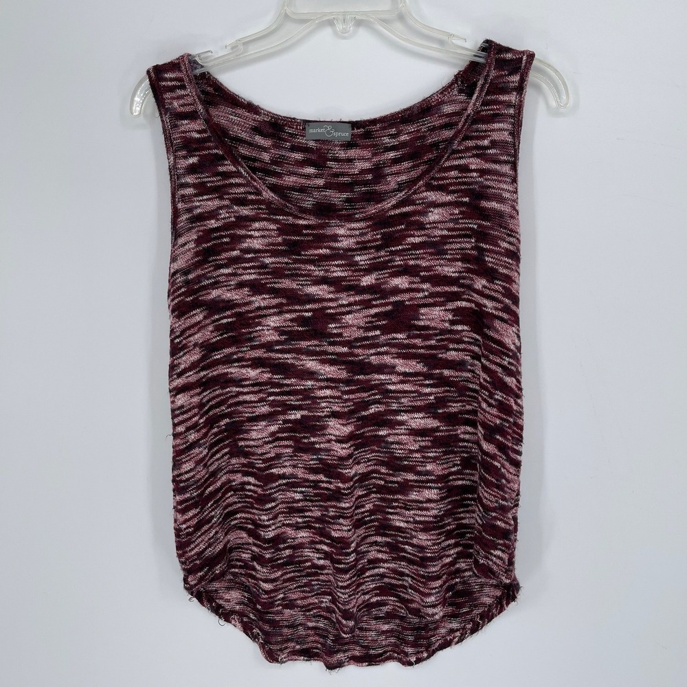 Market & Spruce Women's Burgundy Space Dye Knit Tank Top Size Large